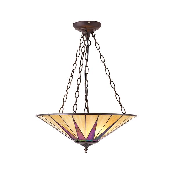 lampa wisząca witrażowa ze szkła kolorowego na łańcuchu