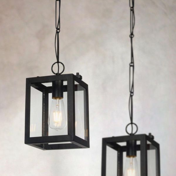 lampa wisząca prostokąty - szklane i czarne