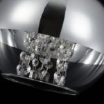 lampa wisząca szklana srebrna kula z kryształami
