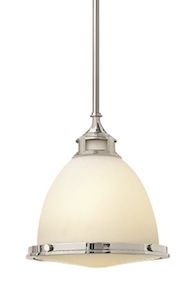 Lampa wisząca w stylu Hampton - Hamilton - szklana biała - 1