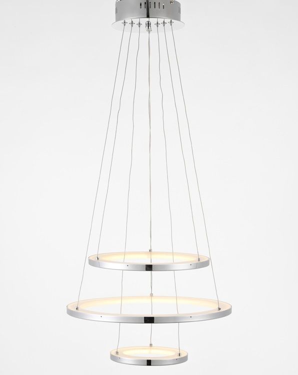 potrójna lampa wisząca z wbudowaną technologią LED w kolorze srebrnym