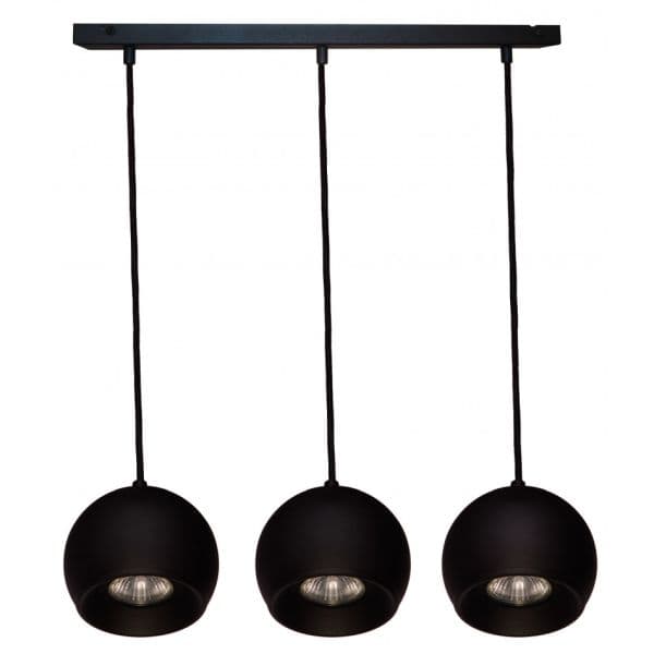 podłużna lampa wisząca na trzy żarówki w kolorze czarnym