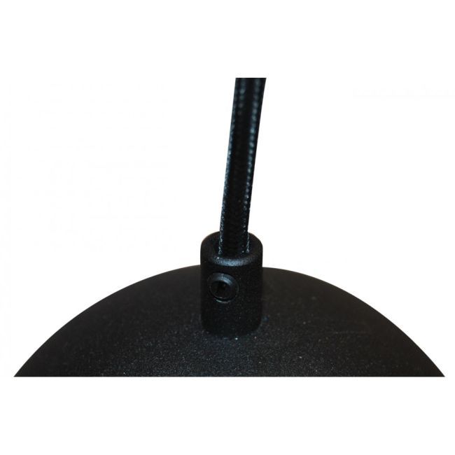 kulista lampa wisząca w kolorze czarnym na cienkim materiałowym sznurze