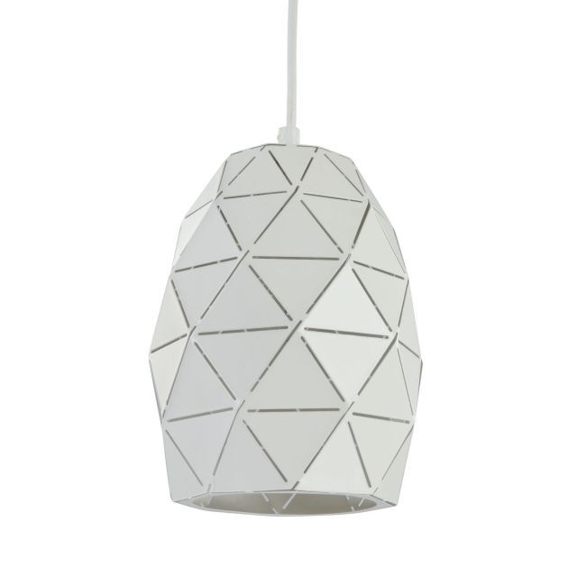 designerska lampa wisząca biała z trójkątów