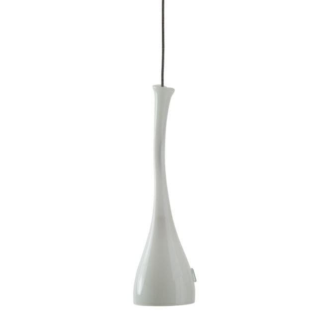 minimalistyczna szklana lampa w kolorze białym