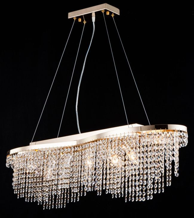 Lampa wisząca złota glamour z łańcuszkami kryształowymi