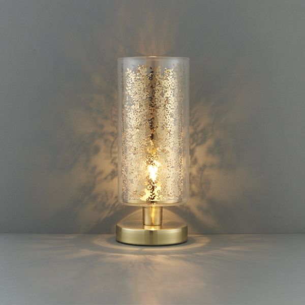 złota lampa stołowa z wbudowanym ściemniaczem