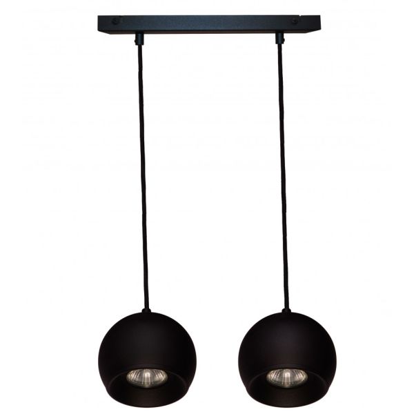 podłużna lampa wisząca na dwie żarówki w kolorze czarnym