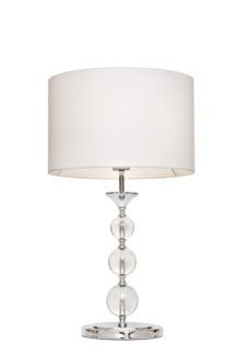 Lampa stołowa - Rea - Zuma Line - tkanina, szkło - biała