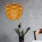 duża lampa wisząca, żółta, styl skandynawski - do salonu
