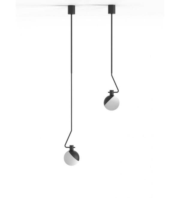 designerska lampa wisząca, biało-czarna, minimalistyczna
